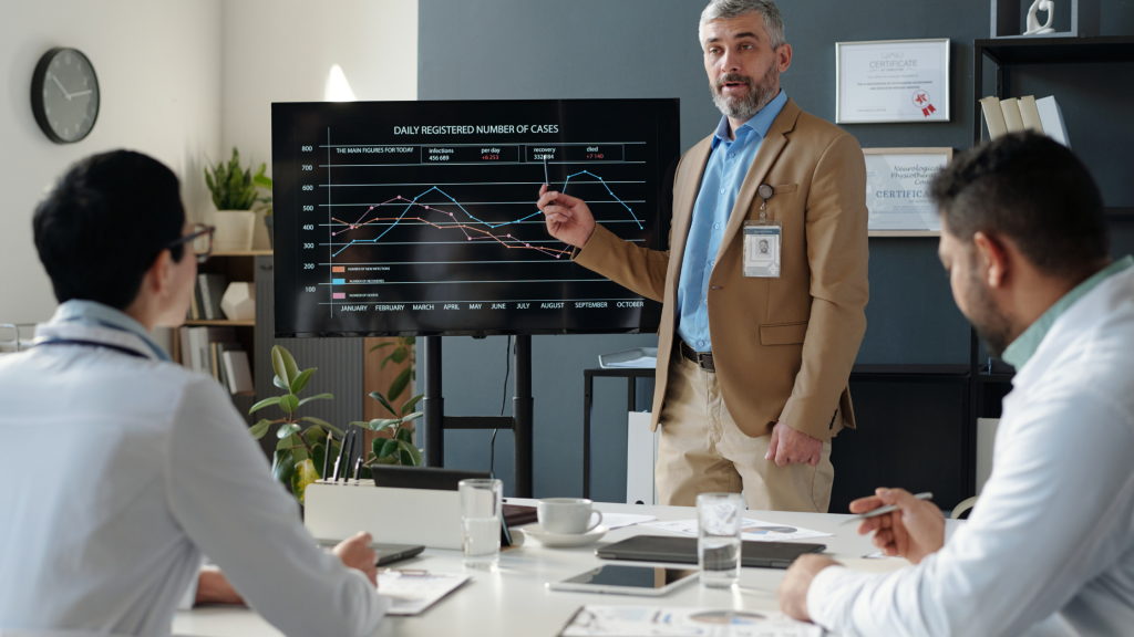 an expert witness presenting data 